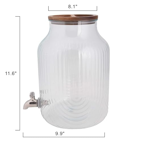 QJLSOE 2 Gallon Embossed Beverage Dispenser, Large, Clear, YST-001