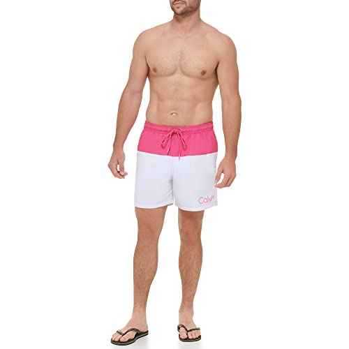 Calvin Klein Men's Standard Uv Protected Quick Dry Drawstring Multicolor Swim Trunk