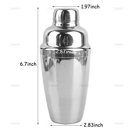 AUEAR, 12 oz/350ml Stainless Steel Cocktail Shaker Bottle Martini Drink with Built-in Strainer for Home Bar