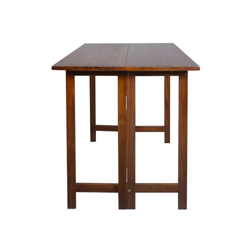 Solid Wood Flip-Top Folding Console to Dining Convertible Table