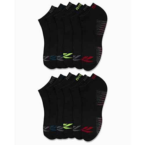 Reebok Boys' Low Cut Socks - 12 Pack Stretch Performance No Show Socks with Arch Support - Cushioned Athletic Socks for Boys