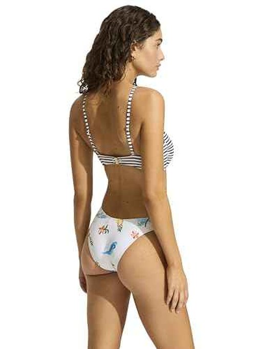Seafolly Women's Standard High Cut Pant Bikini Bottom Swimsuit, Isla Palm White