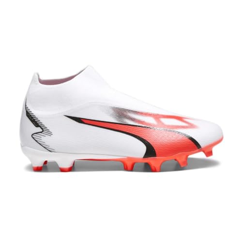 PUMA Men's Ultra Match+ Laceless FG Soccer Shoes (us_Footwear_Size_System, Adult, Men, Numeric, Medium, Numeric_11_Point_5) White/Black/Orange