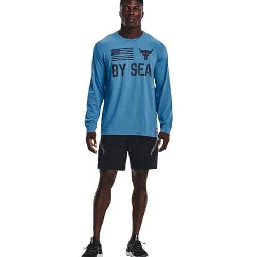 Under Armour x Project Rock Men's Long Sleeve Graphic Shirt, Chicago Blue/Petrol Blue, X-Large
