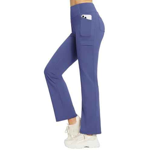 baleaf Women's Fleece Lined Pants Yoga Pants Warm Thermal Winter High Waisted Straight Leg Leggings with 6 Pockets