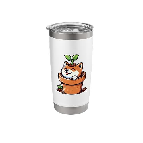 Shiba Inu Planter Gardening Dog Lover Stainless Steel Insulated Tumbler