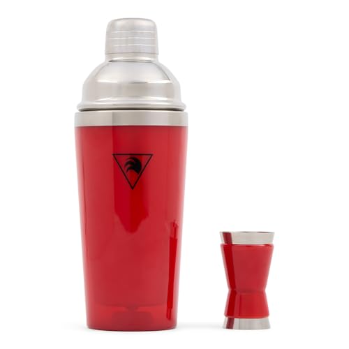 GOLD TAIL Cocktail Shaker Set 17oz – Red Stainless Steel Cobbler Shaker with Jigger, Leak-Proof & Non-Slip Base – Premium ...
