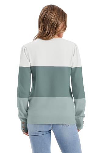 Womens Sweaters Fall Fashion 2025 Long Sleeve Button Cuff Soft Knit Pullover Trendy Tops Dressy Casual Blouses