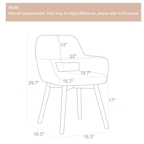 YEEFY Desk Chair No Wheels Vanity Chair Makeup Chair Comfy Accent Chair for Living Dining Room Bedroom Home Office Mid Cen...