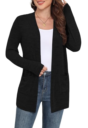 Yincro Womens Lightweight Cardigan Long Sleeve Open Front Casual Sweater Cardigans with Pockets
