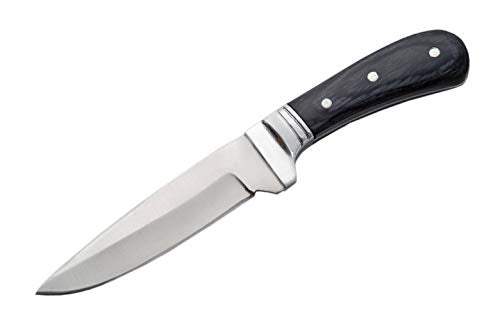 SZCO Full Tang Hunting Knife 9 Inch - Black Camping Knife with Wooden Handle and Stainless Steel Drop Point Blade & Sheath...