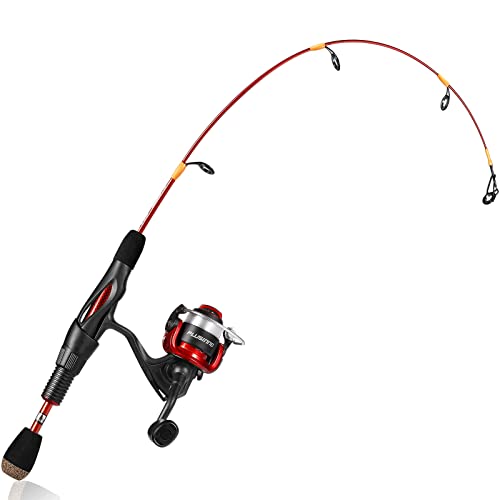 PLUSINNO Ice Fishing Rod, Ultralight and Sensitive Ice Fishing Rod and Reel Combo, 26"/27"/28" for Trout, Walleye, Perch, ...