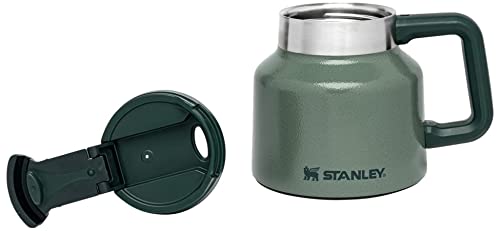 STANLEY Tough-To-Tip Admiral's Mug 20 oz | Twist-on Flip Open Lid | Wide Body with Non-Skid Rubber Base | Insulated Stainl...