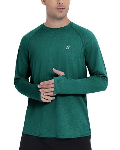 Roadbox UPF 50+ Mens Swim Shirts, Long Sleeve Sun Protection Fishing Rash Guard, Quick Dry UV Hiking Shirt with Thumbhole