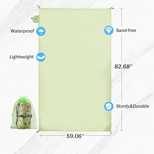 Fun Quest Picnic Blanket Waterproof – Packable Sand Proof Beach Blanket (0.42lb/0.66lb), Compact & Foldable, Fits in Pocke...