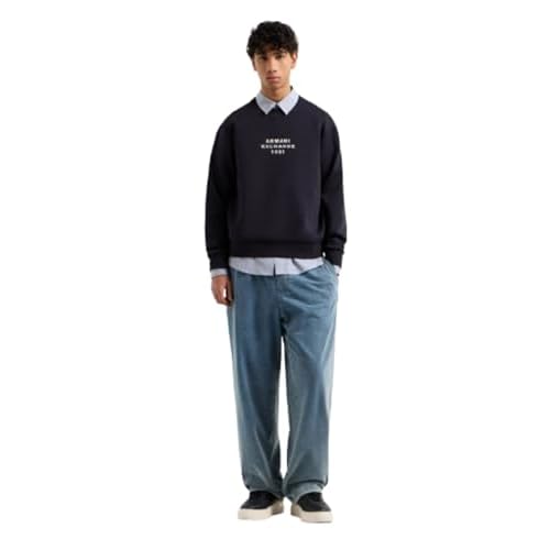 Armani Exchange mens Pullover Sweatshirt With Bold Logo