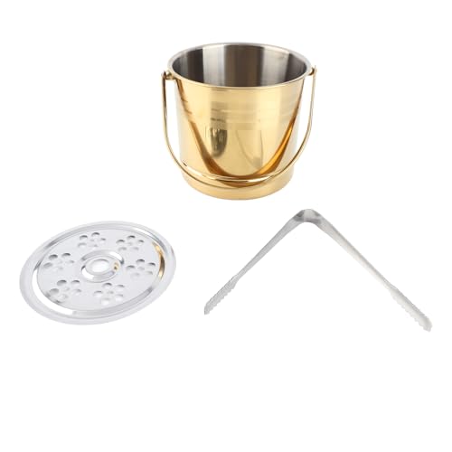 Insulated Stainless Steel Ice Bucket 1L Professional Thickened Stainless Steel Ice Bucket with Filter Plate for Cocktail B...