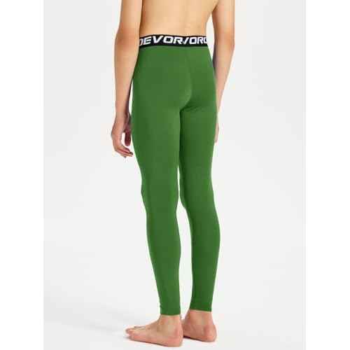 DEVOROPA Boys Leggings Quick Dry Youth Compression Pants Sports Tights Basketball Base Layer