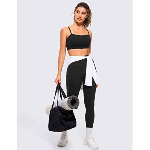 CRZ YOGA Butterluxe Womens Adjustable Spaghetti Thin Strap Sports Bra - Padded Wireless Square Neck Workout Yoga Clothes