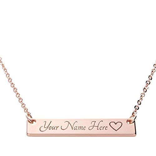 Custom Name Bar Necklace Dainty Handmade Necklace Machine Engraved Personalized Gift Wedding, Birthday Graduation Day