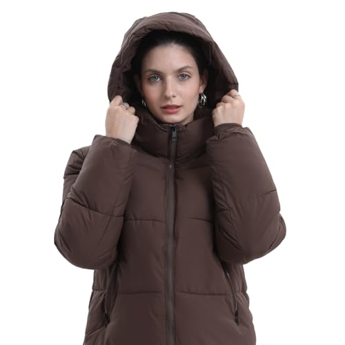 PUFFIT Women's Cropped Puffer Jackets,Warm Winter Jacket with Removable Hood,Zipped Pockets,Short Ladies Quilted Coat