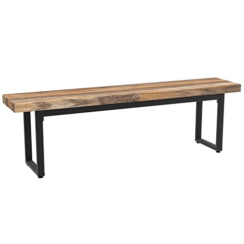 STHOUYN 59” Dining Bench Pair of 2 for 6-8 Person, Farmhouse Indoor Kitchen Table Benches, Bed Bench, Industrial Shoe Bench (Brown 2pcs)