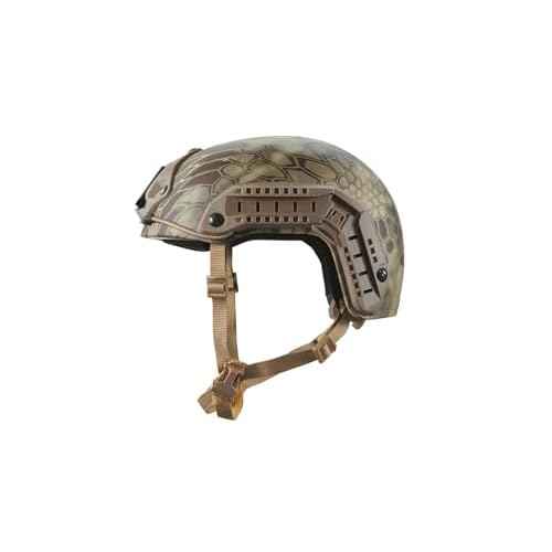 Lancer Tactical Medium - Large Industrial ABS Plastic Constructed Maritime Helmet Adjustable Crown 20mm Side Rail Adapter Padding Stickers NVG Shroud Bungee Retention Goggle Clip (Highlander)