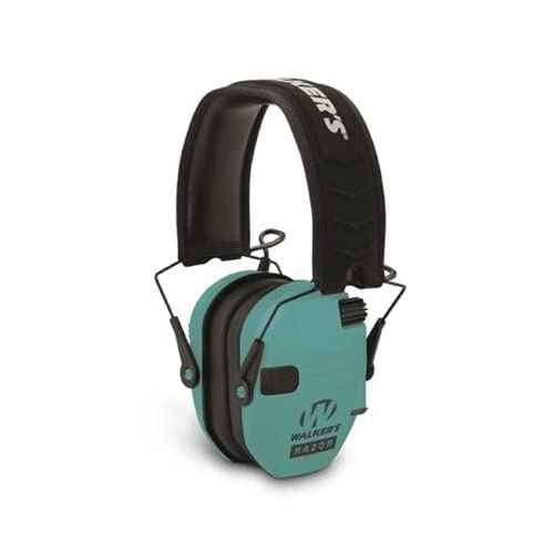 Walker's Razor Slim Electronic Shooting Earmuffs (Teal) with Protective Case