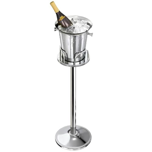 Ice Bucket with Stand Christmas Stainless Steel Standing Bucket Ice Cube Container, Wine Bucket on rack Gold Champagne Ic...