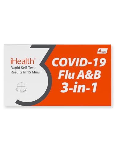 iHealth COVID-19, Flu A&B 3-in-1 Antigen Rapid Test, Results in 15 Minutes, FDA Authorized OTC Flu & COVID Home Test, with...