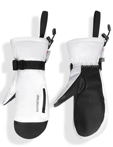 Supertrip Ski Mittens Men Women, Waterproof Snowboard Mittens Gloves Touch-Screen Anti-Slip Snow Mitts 3M Thinsulate, Warm...