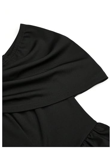 SOLY HUX Women's Plus Size Dress Off The Shoulder Short Sleeve Ruched A Line Flared Cocktail Party Short Dresses