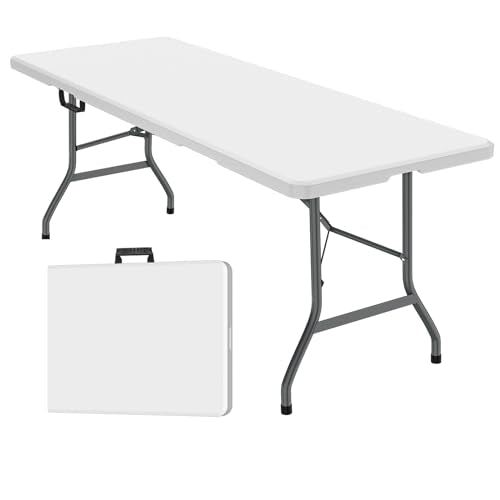 FWTI Deal Folding Table 6ft, Heavy Duty Portable, Built in Carrying Handle & Alloy Steel Legs for Party, Dining, Wedding, ...