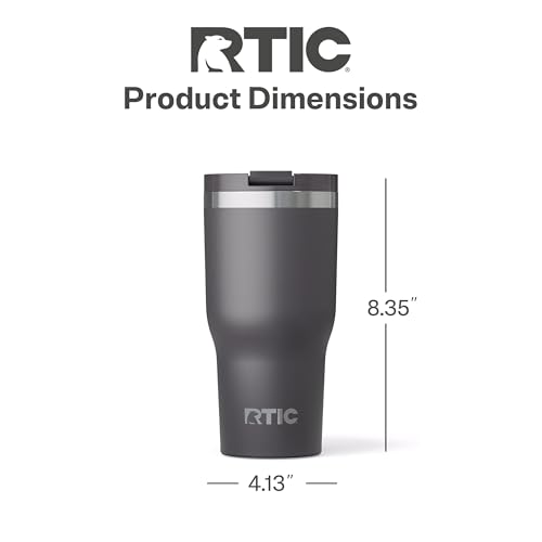 RTIC 30oz Essential Tumbler with Lid, Ceramic Lined, Insulated, Stainless Steel, Metal, Double Wall Vacuum-Insulation, Tra...
