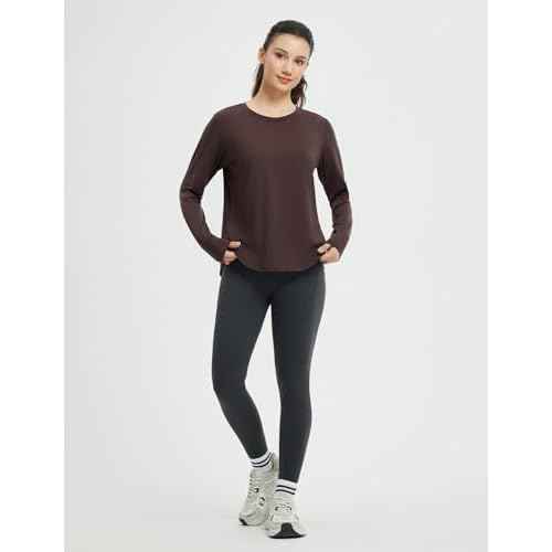 baleaf Women's Long Sleeve Workout Athletic Shirts Lightweight Stretchy Running Yoga Tops with Cross Hem Thumb Loop