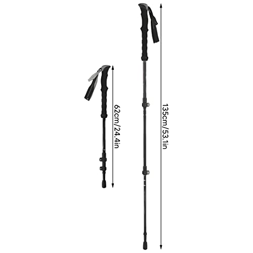 Topyond Lightweight Wear-Resistant 3-Section Carbon Fiber Hiking Pole with Ergonomic Design, Retractable Walking Stick