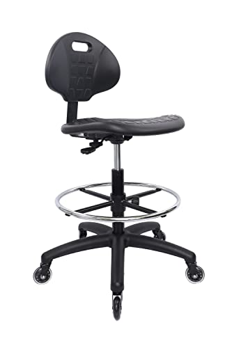 CHAIR MASTER Drafting Stool - Easy to Clean! Ergonomic Polyurethane Chair. Seat Height Adjustable w/Heavy Duty Footring fo...