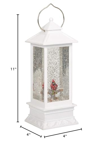 Roman 11" Lighted Swirl Cardinal in White Lantern, Confetti Lite, Christmas Decoration, USB or Battery Operated, Holiday Accent or Gift