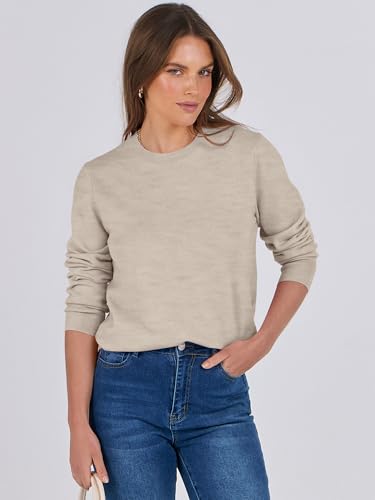 ANRABESS Sweaters for Women Long Sleeve Lightweight Crewneck Soft Basic Knit Loose Fit Pullover Top 2025 Fall Trendy Outfits