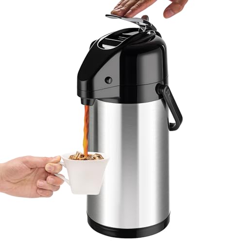 PARACITY Upgraded Airpot Coffee Carafe with Double Pump, Stainless Steel Drink Dispenser for Hot/Cold Beverage with Lazy S...