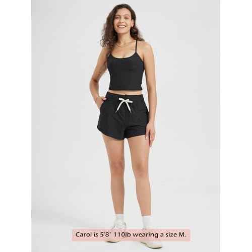 ODODOS Women's Performance Shorts Ultra Soft Stratum Tech Mid Rise Relaxed Shorts with Pocket 3" Inseam Moisture Wicking
