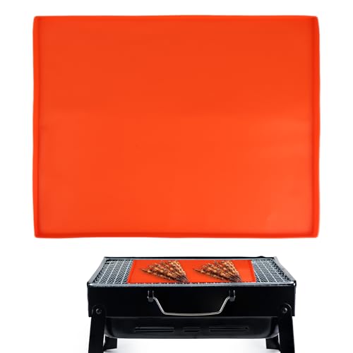 OMASUNB 17 Inch Silicone Griddle Mat for Blackstone, Orange Heavy Duty Food Grade Silicone Griddle Cover, Ideal for Grilli...