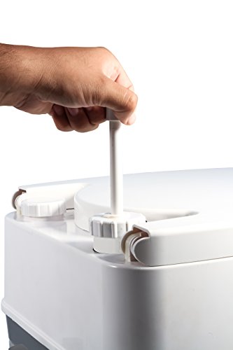 Camco Premium Portable Travel Toilet With Three Directional Flush and Swivel Dumping Elbow | Designed for Camping, RV, Boa...