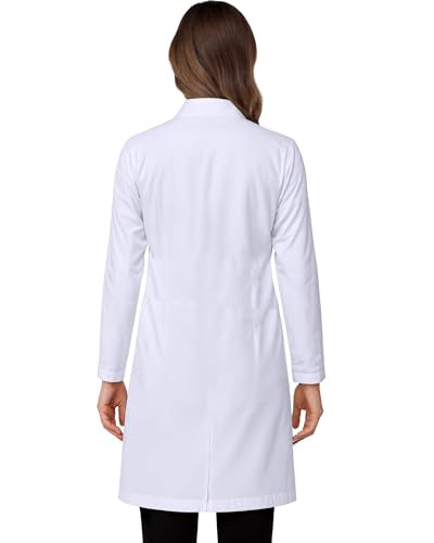 NY Threads Professional White Lab Coat for Women, Long Sleeve Medical Coat