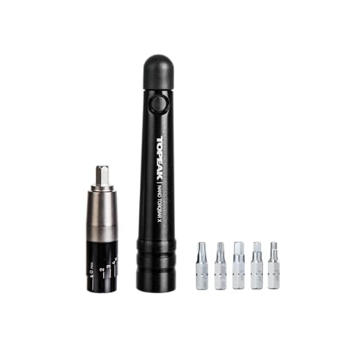 Topeak Nano TorqBar X ? Compact 2?6 Nm Adjustable Torque Wrench with 5 Tool Bits (3/4/5 mm Allen, T20/T25 Torx), Portable Precision Tool for Bike Maintenance