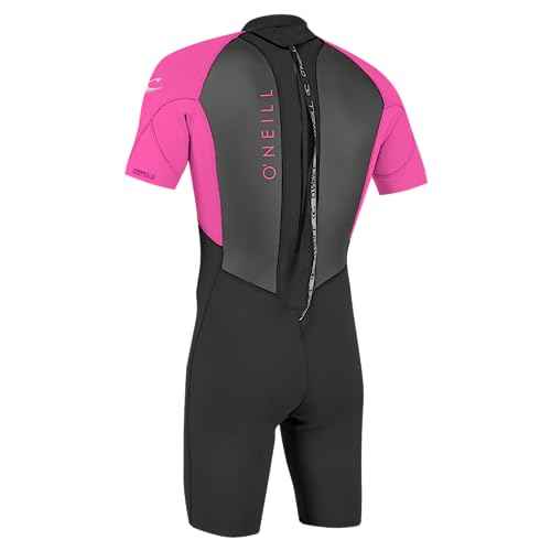 O'NEILL Unisex Child Youth Reactor-2 2mm Back Zip S/S Spring Wetsuits, Black/Berry, 8 US