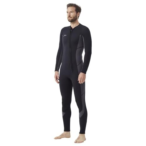 Hevto Wetsuits Men 3/2mm Neoprene Front Zip Shorty Full Wet Suit in Cold Water for Swimming Surfing Diving Keep Warm