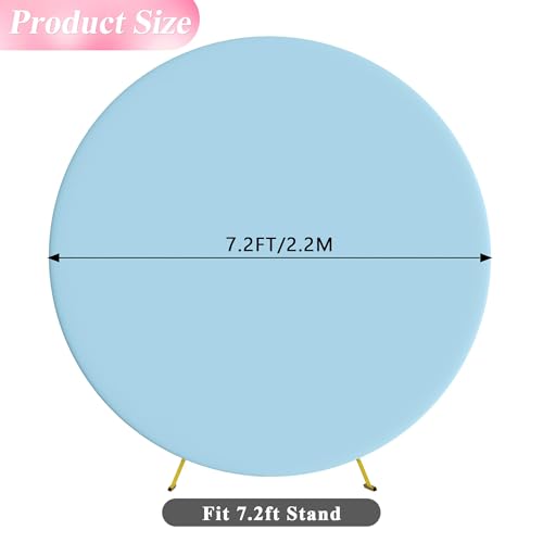 Wokceer 7.2FT Round Backdrop Cover Round Arch Covers with Buckles Polyster Dusty Blue Circle Balloon Arch Cover for Weddin...