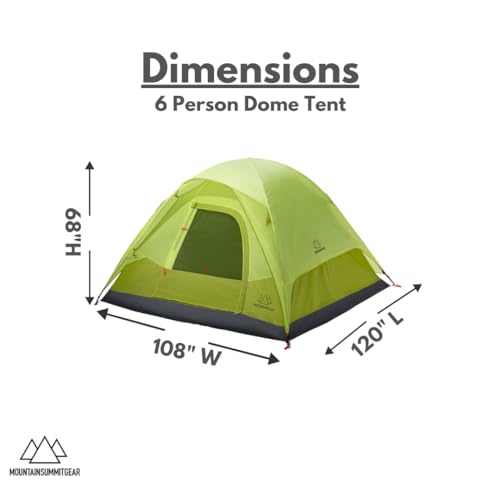 Mountain Summit Gear Campside Dome Tent, 3/4/6-Person Camping Tent, Camping Gear for The Outdoors, Backpacking Tents for C...