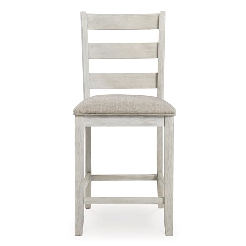 Signature Design by Ashley Skempton | 2-Count 24" Counter-Height Upholstered Bar Stools – Coastal Chic Ladder-Back, Antiqu...